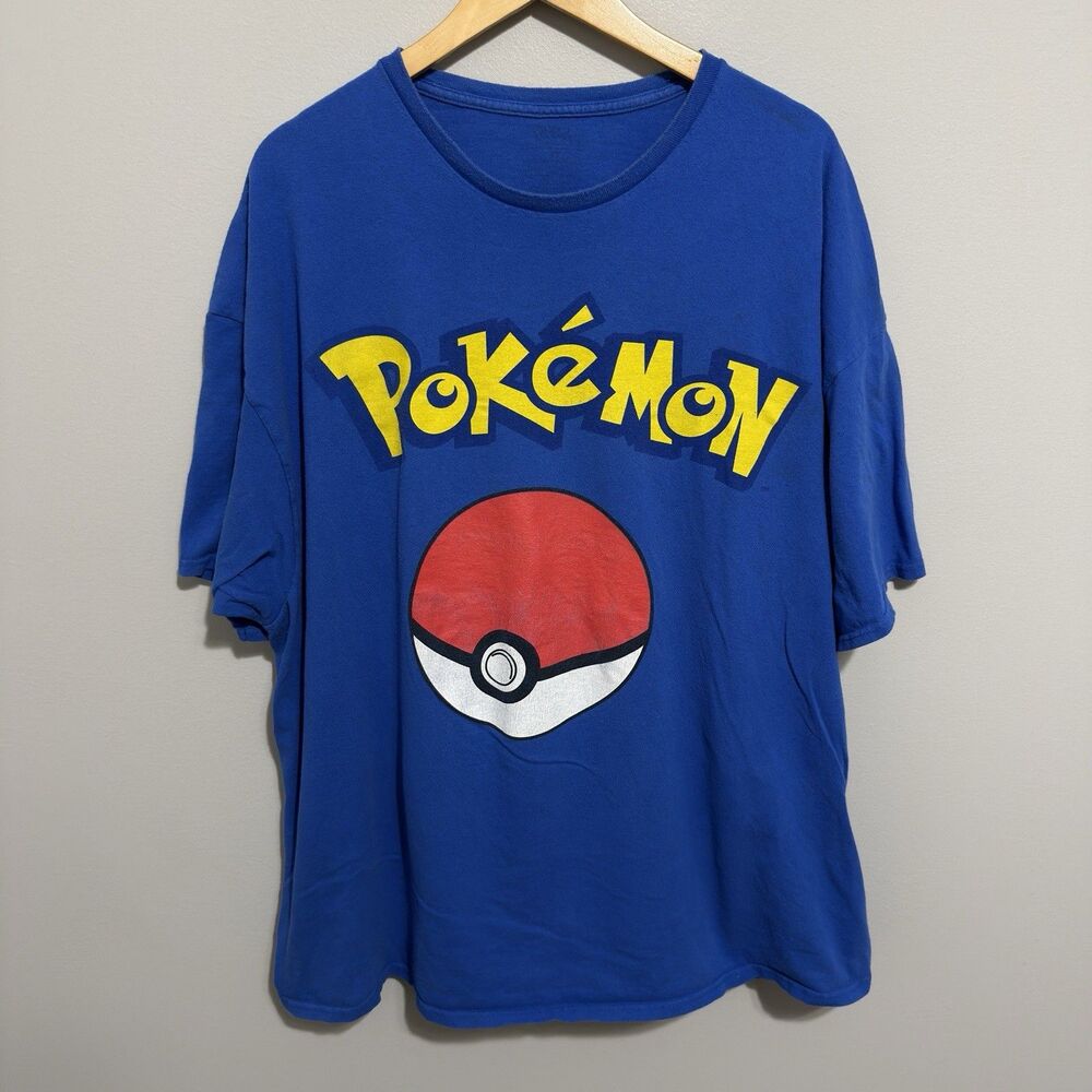 Vintage Y2K Pokemon T-Shirt Nintendo Pokeball Big Print Size 4XL